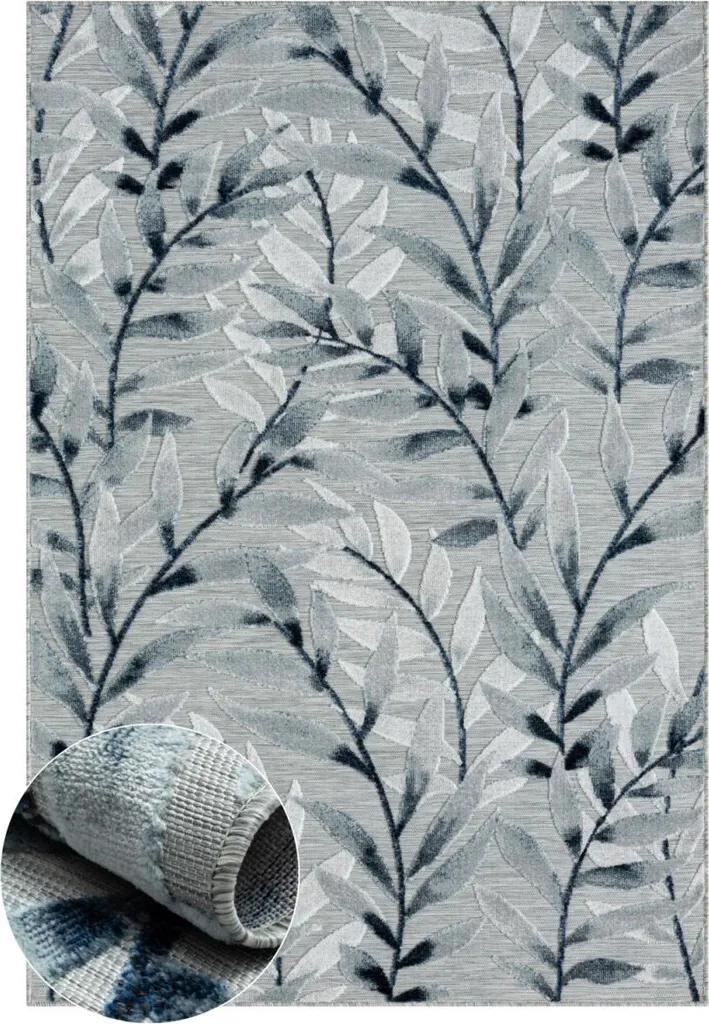 Tapis Rectangulaire Hazel II Gris 100x160 cm Résistant Intempéries