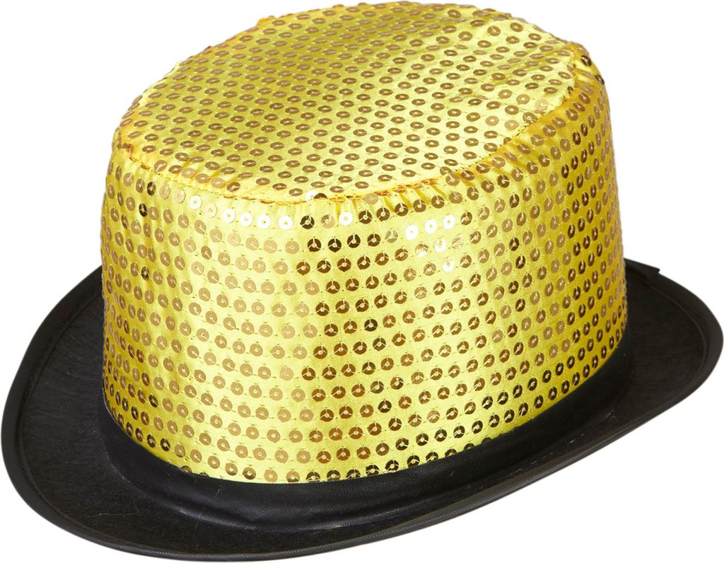 Glitzer Zylinder Pailletten Hut gold Produktbild 