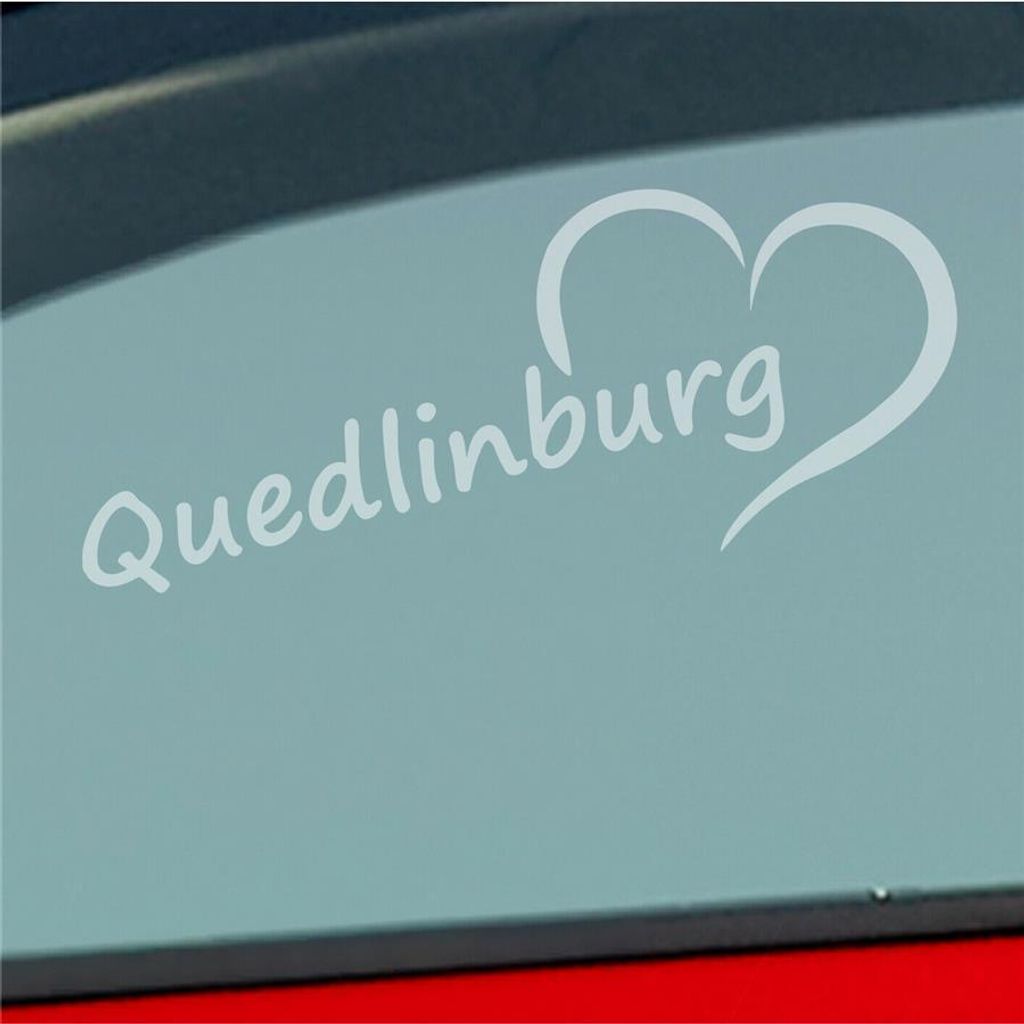 Auto Aufkleber Quedlinburg Herz Heart City Stadt 20x8 cm Milchglas Sticker Heckscheibenaufkleber
