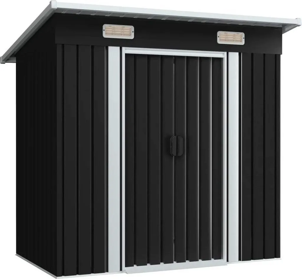 Abri de jardin en métal Ausla 190x124x181 cm Anthracite avec portes