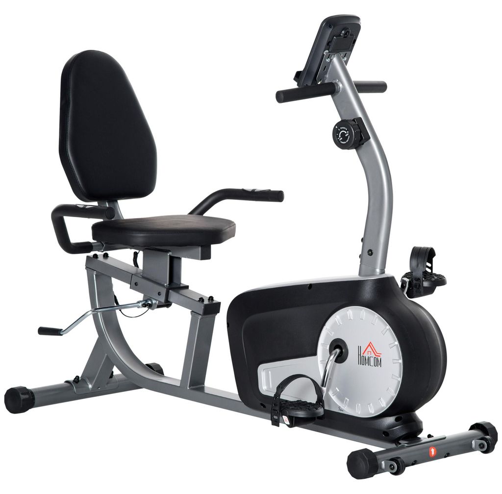 HOMCOM Ligfiets-hometrainer met magnetisch remsysteem en Productafbeelding 