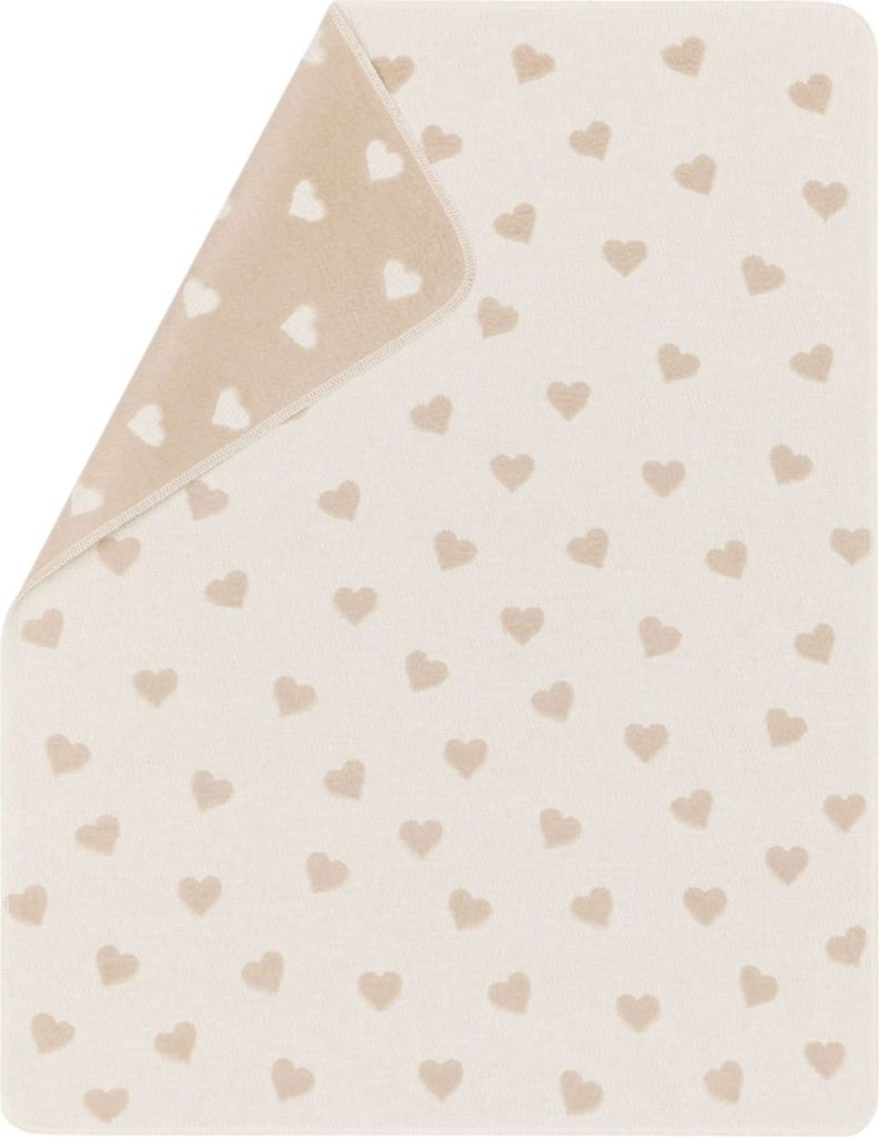 Babydecke Herzen Farbe Rohweiß 70x90cm von David Produktbild 