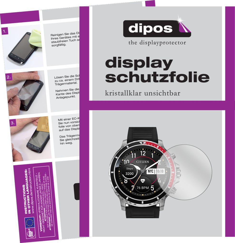 2x Schutzfolie für Citizen CZ Smart klar Displayschutzfolie Folie Display Schutz dipos