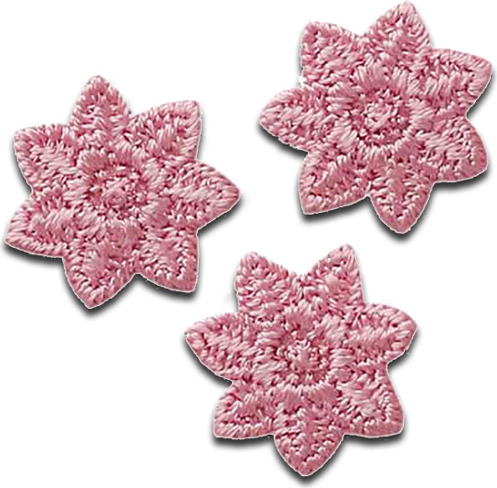 Mono-Quick 3 Sternchen rosé - Aufnäher, Bügelbild, Aufbügler, Applikationen, Patches, Flicken, zum aufbügeln, Größe: 1,5 x 1,5 cm