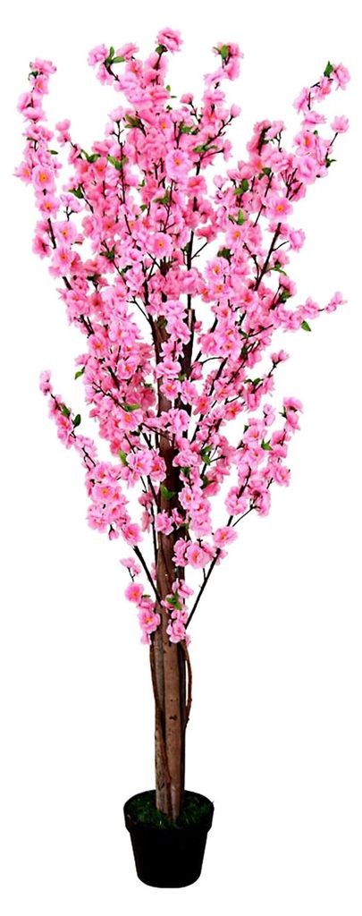 Künstlicher Pfirsichbaum mit rosa Blüten, 160 cm, für Wohnzimmer und Büro, pflegeleicht und langlebig