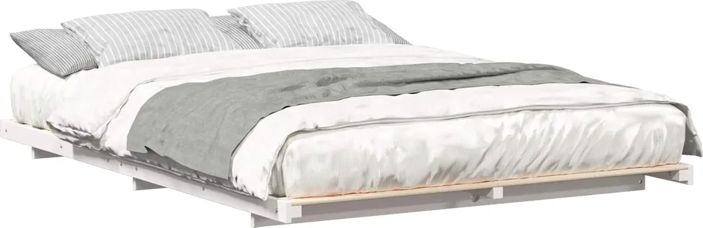 Lit 140x200 cm blanc en pin massif stable - Fini les bruits de sommier
