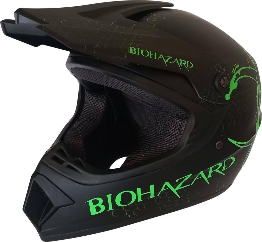 Crosshelm Helm Kinderhelm Motorradhelm Motocross Quad BIOHAZARD grün Größe XL
