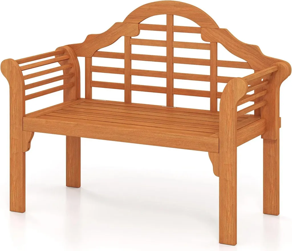 Banc d'extérieur 2 places en bois naturel pour balcon et terrasse