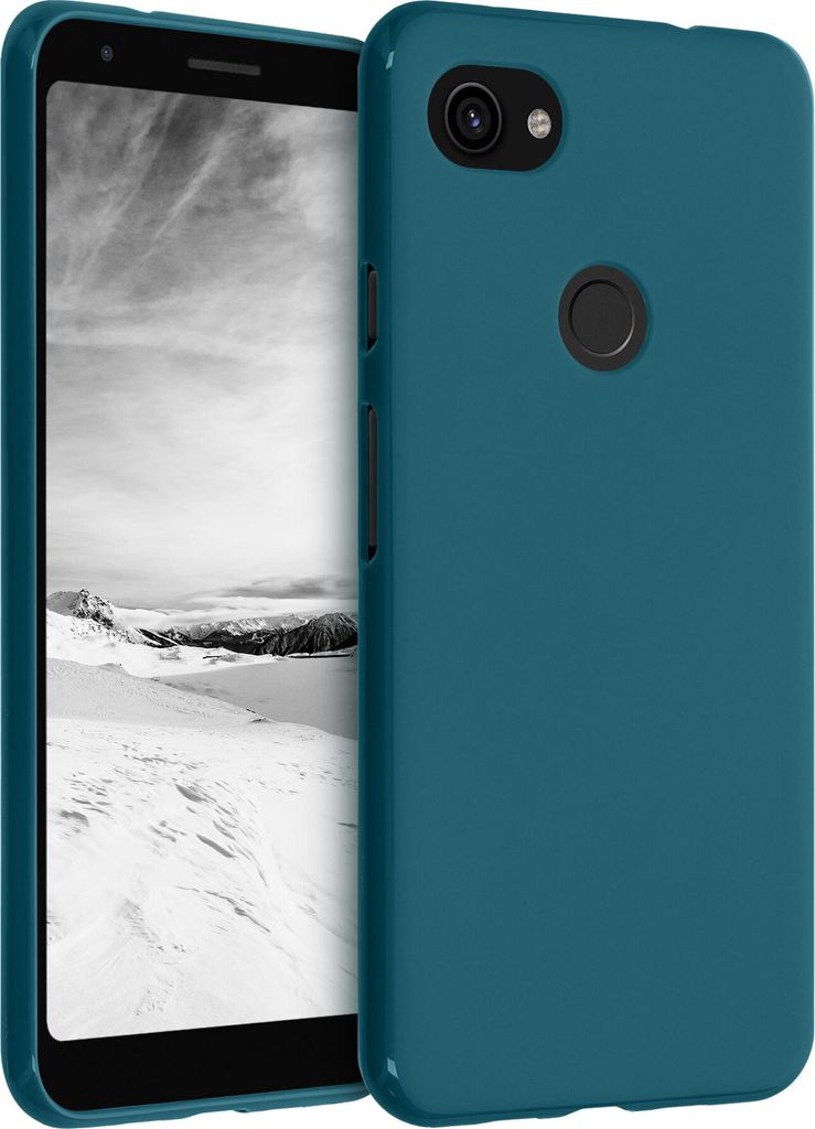 kwmobile Hülle kompatibel mit Google Pixel 3a XL Hülle - weiches TPU Silikon Case - Cover geeignet für kabelloses Laden - Petrol matt