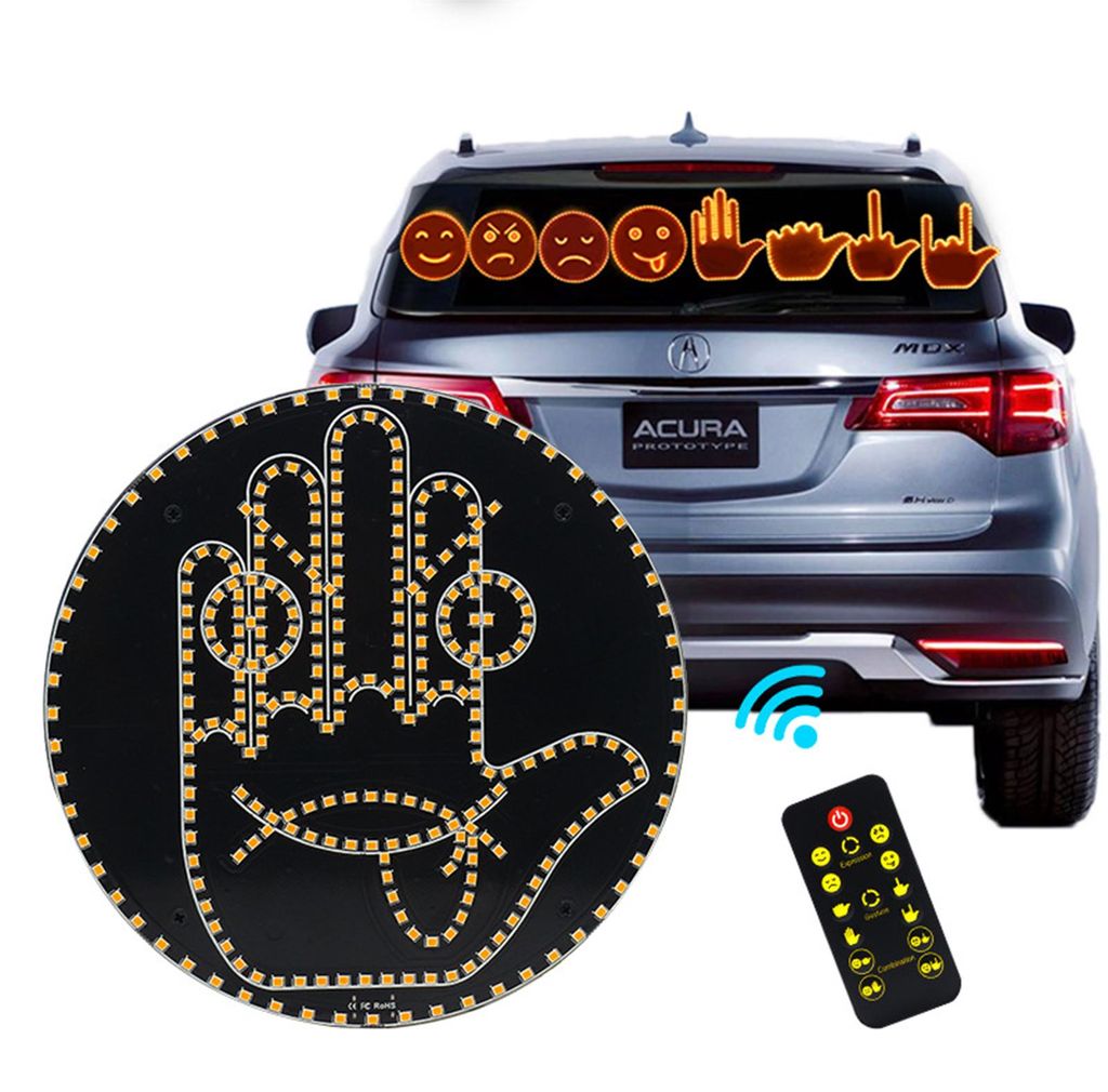 OKWISH LED Auto Emotionslichter, Lustige Handzeichen Dekoleuchten, Innenraumbeleuchtung, Fahrzeug Deko LED, Stimmungslicht für Auto, Blinkende LED...