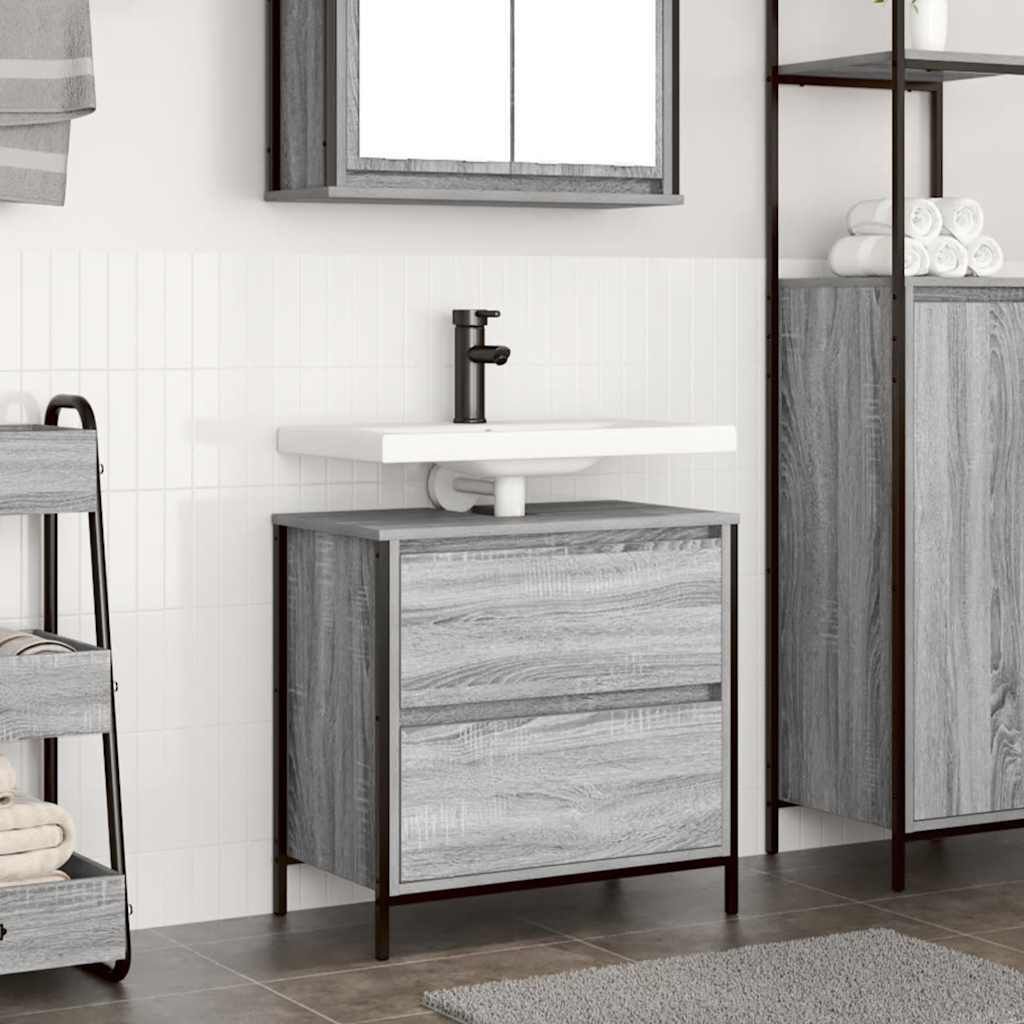 Maison Exclusive - Waschbeckenunterschrank mit Schubladen Grau Sonoma 60x34,5x60cm