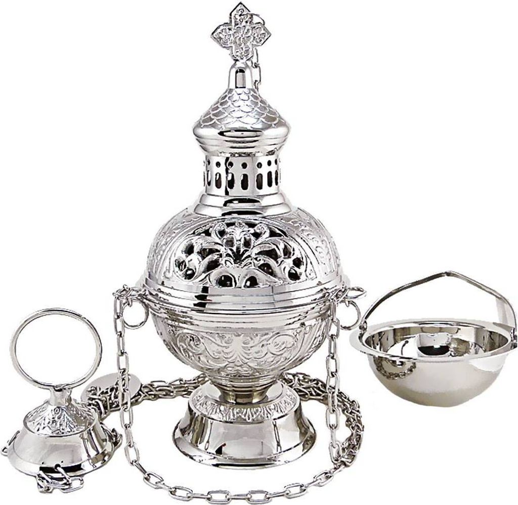 Weihrauchfass Messing Vernickelt Handarbeit 2957 Кадильница Geschenk