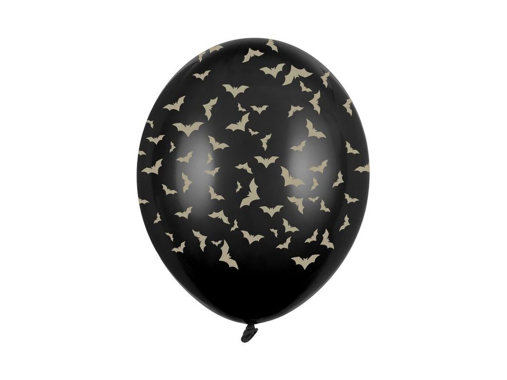 Luftballons Fledermäuse 30cm schwarz gold 6er Set