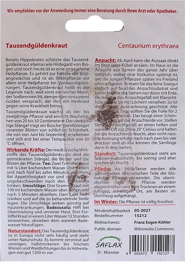SAFLAX - Centaury - Centaurium erythraea - 250 Semená Obrázok produktu 5