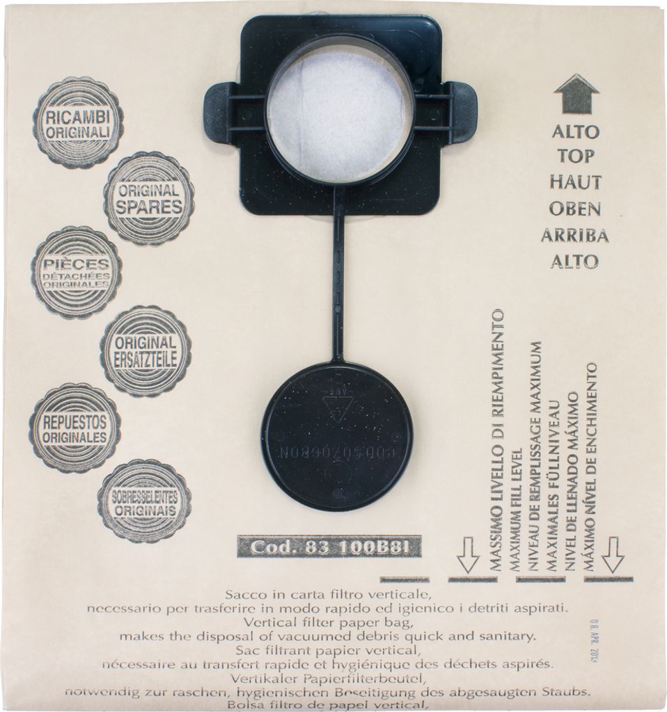 The image shows the packaging of vacuum cleaner filter bags.