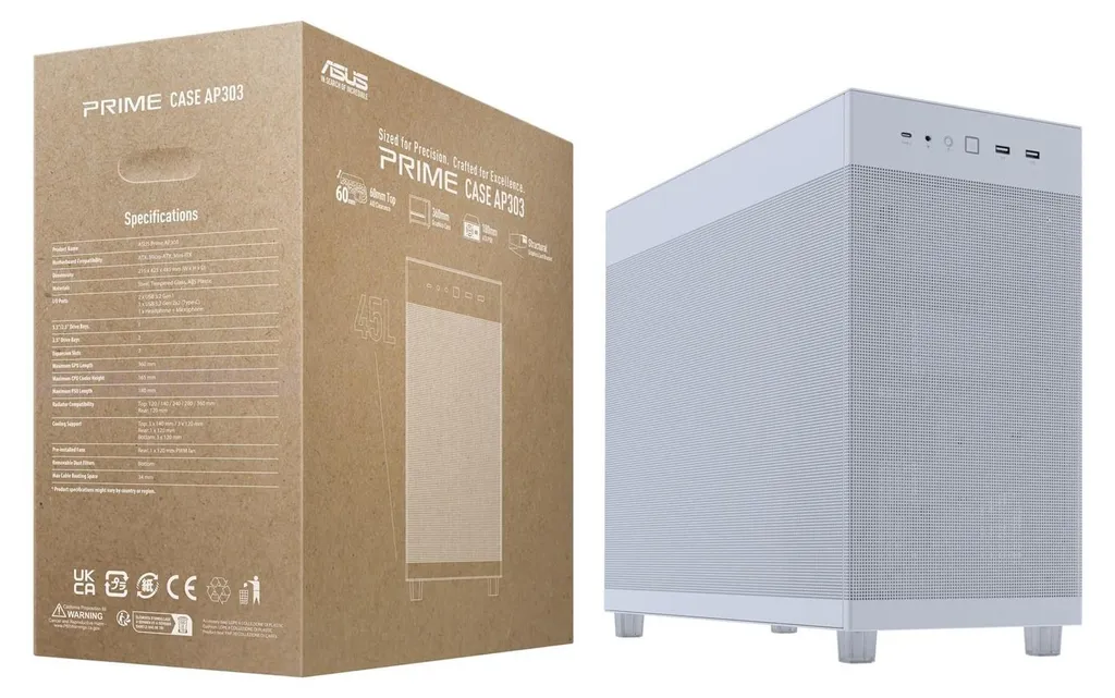 Asus Prime AP303 Mesh White Boîtier PC Haute Performance Refroidissement - 15