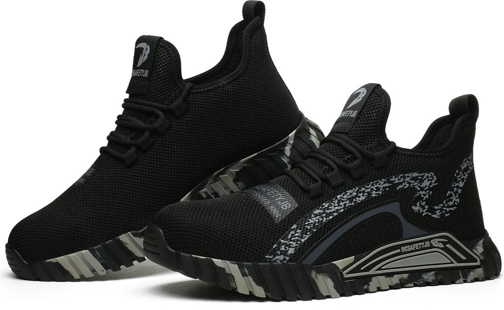 Atmungsaktive Arbeitsschuhe Herren Sicherheitsschuhe Damen leichte Sportschuhe mit Stahlkappe rutschfest atmungsaktivGrau Größe 44