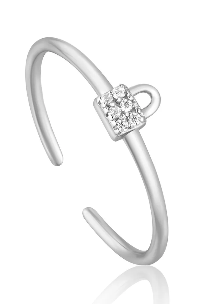 Ania Haie Silver Padlock Sparkle Ring R032-02H | Gioielleria Trendy