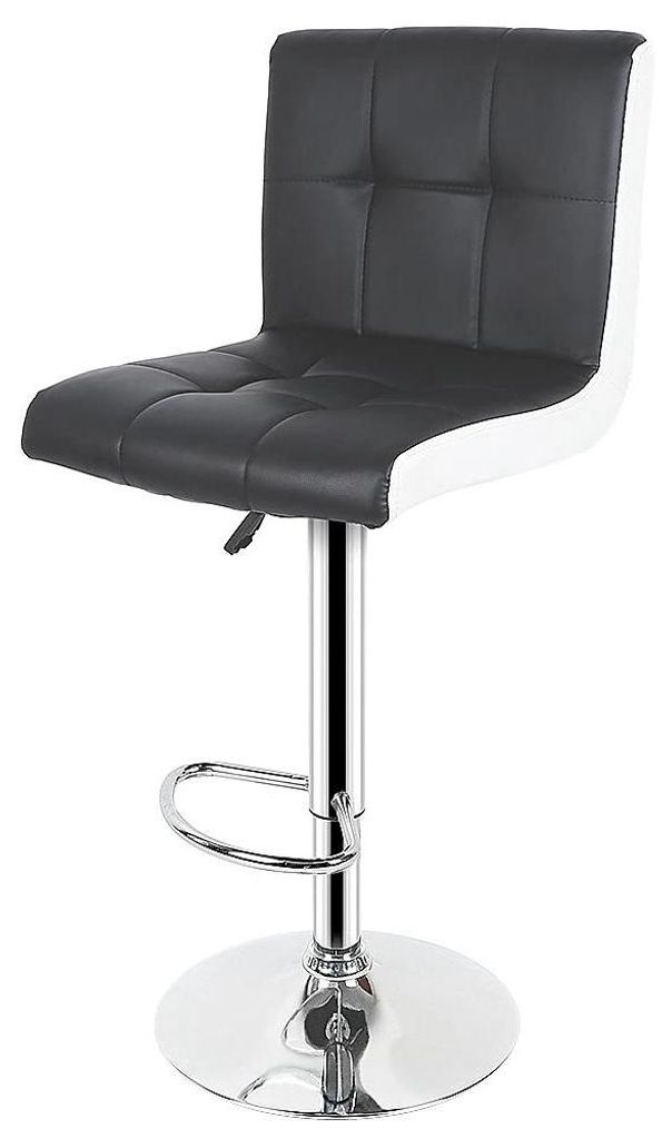 Set mit 2 - Barhocker - Höhenverstellbar - Drehbar 360° - Kunstleder - Fußstütze - Chromfuß - Cremeweiß