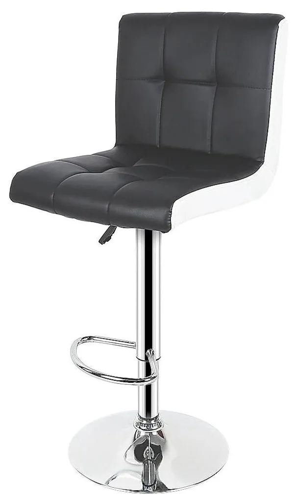 Tabouret de bar pivotant noir et blanc réglable en hauteur modèle B-20