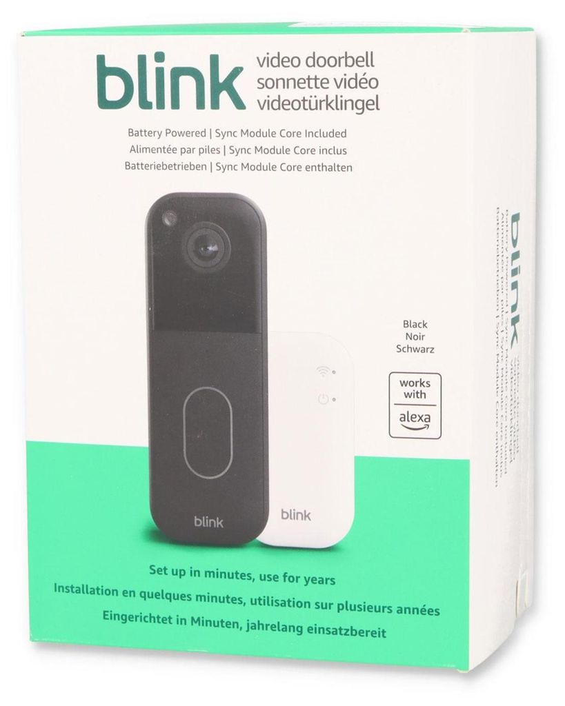 Blink Videotürklingel mit Sync-Basismodul Kopf-bis-Fuß-Aufnahme in HD Black Neu
