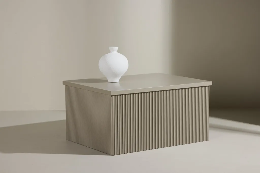 Table d'Appoint Lenox Beige en Métal et Bois - Finition Mate Premium