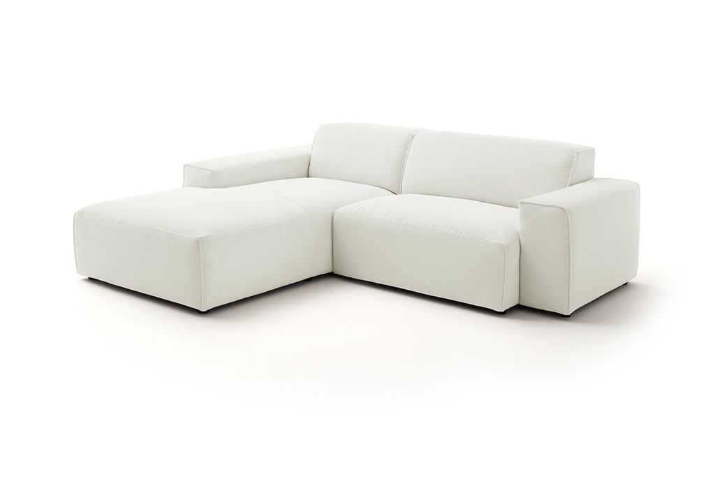 KAWOLA Sofa RANI Ecksofa Feincord weiß Recamiere links