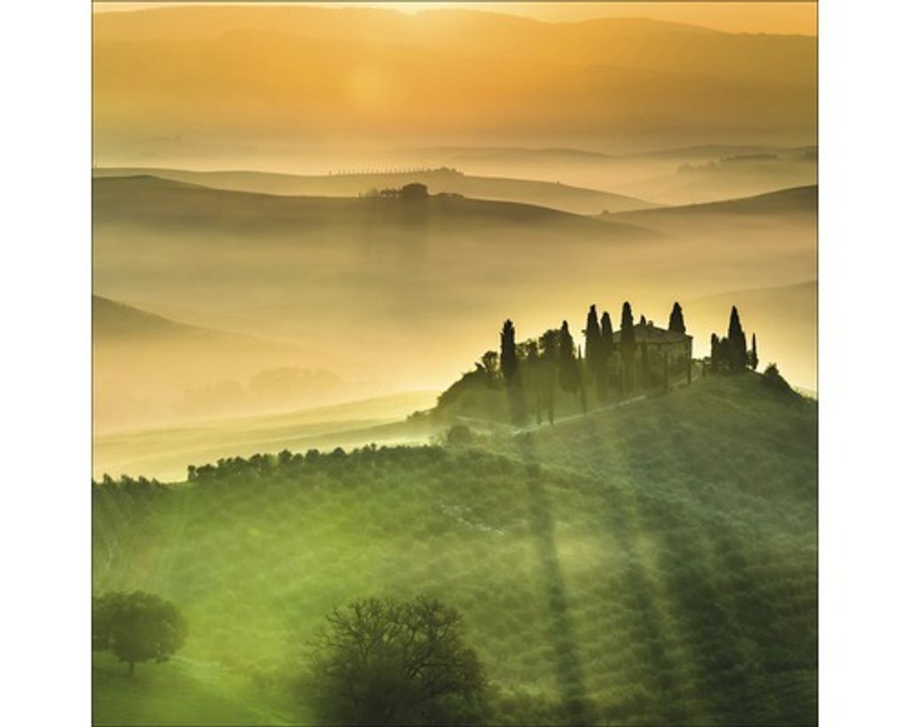 Glasbild Toscanalandschaft 80x80 cm
