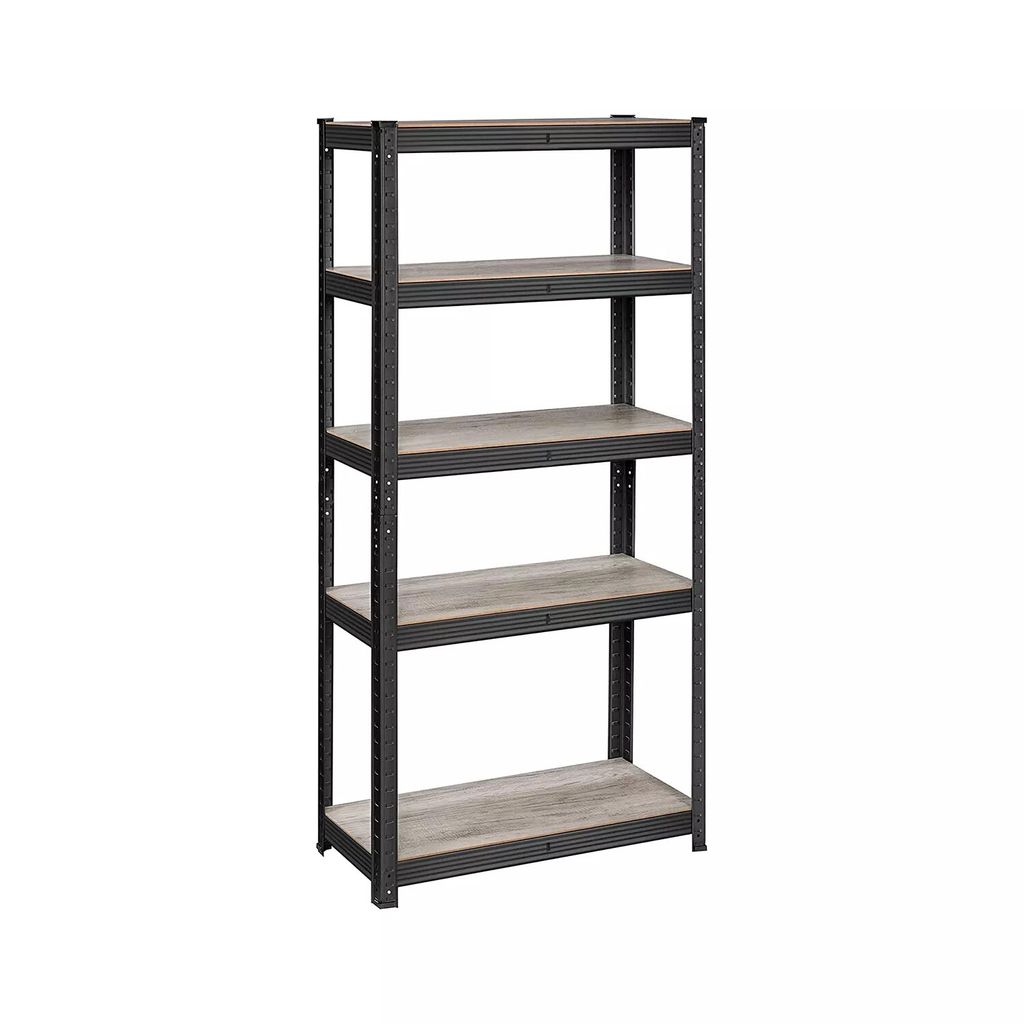 In And OutdoorMatch Standregal Brennan - Bücherregal - Lagerregal - 5 Regale - 150 x 75 x 30 cm - verstellbare Regale - Industrie-Stil - Schwarz-V...