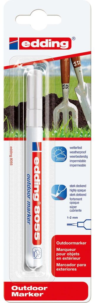 Edding 8055, Biały, Końcówka cienka, Czerwony, Biały, Zdjęcie produktu 
