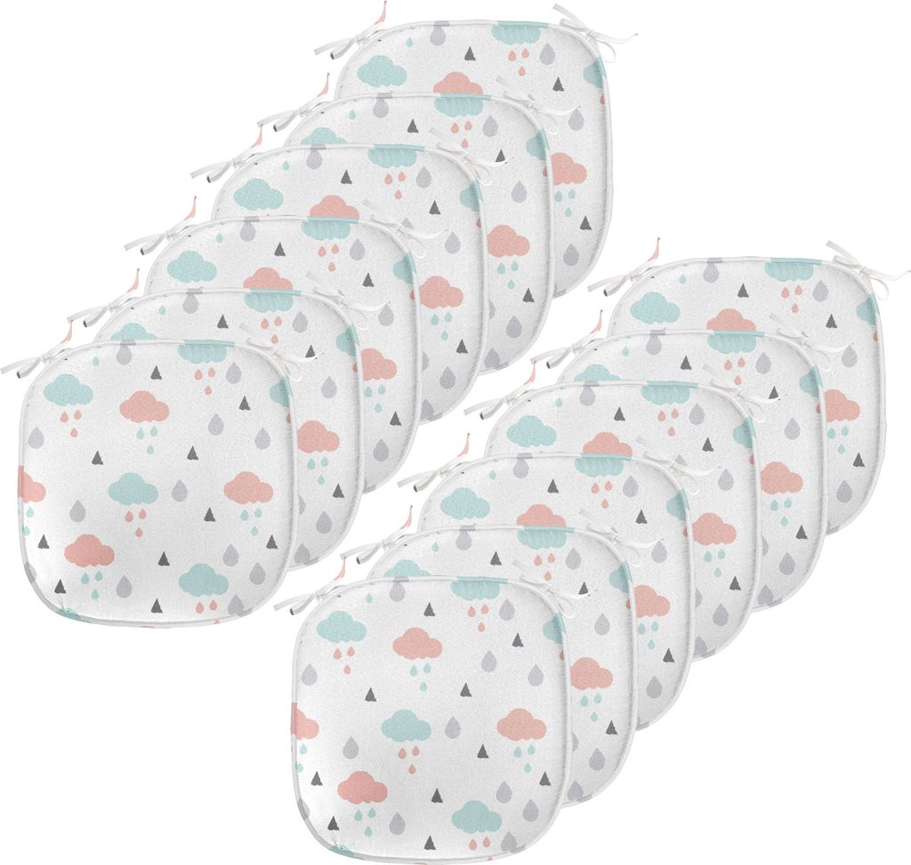 ABAKUHAUS Pastell Polster für Esszimmerstühle, Wolken Regentropfen Winter-, Dekoratives wasserfestes Kissen mit Riemen für Küchensitze, 40 cm x...