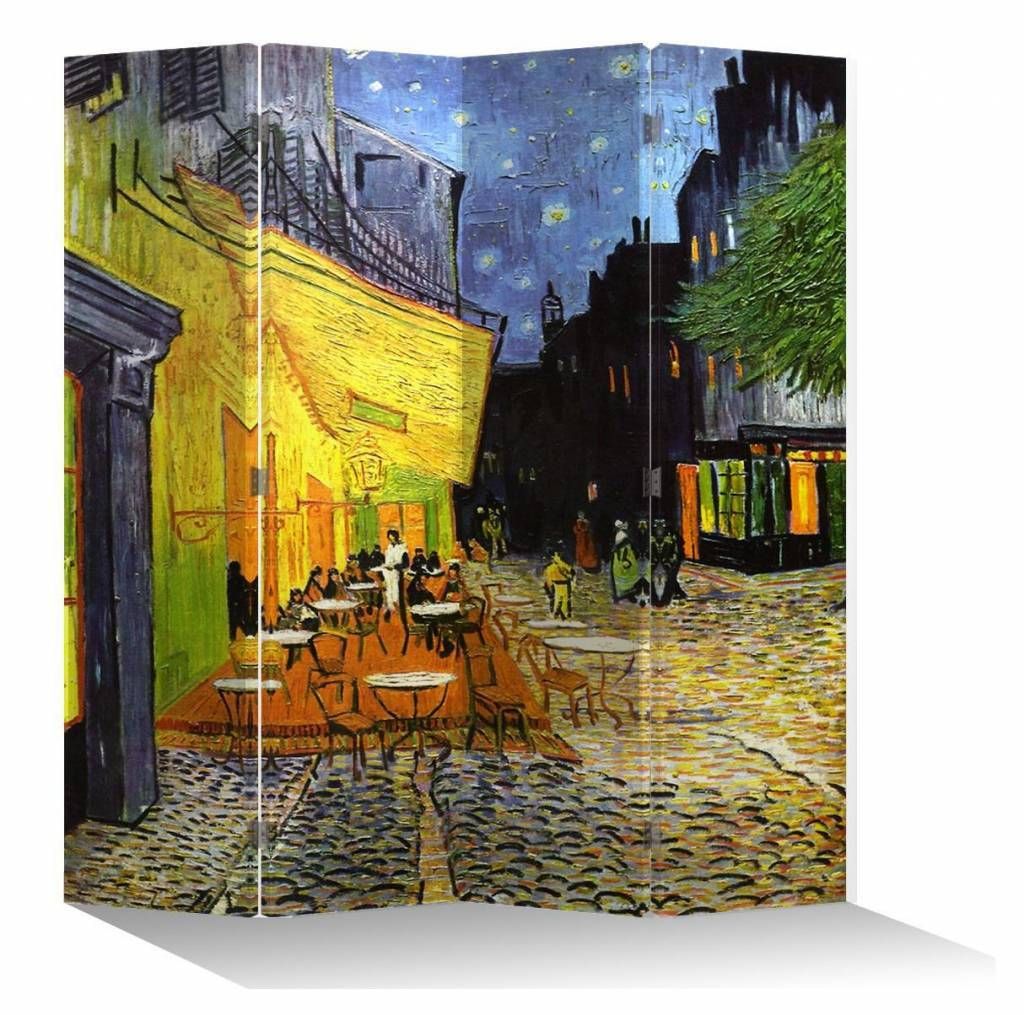 Fine Asianliving Paravent Raumteiler Spanische Wand Trennwand Room Divider Raumtrenner L160xH180cm Bedruckte Canvas Sichtschutz Leinwand Doppelseit...
