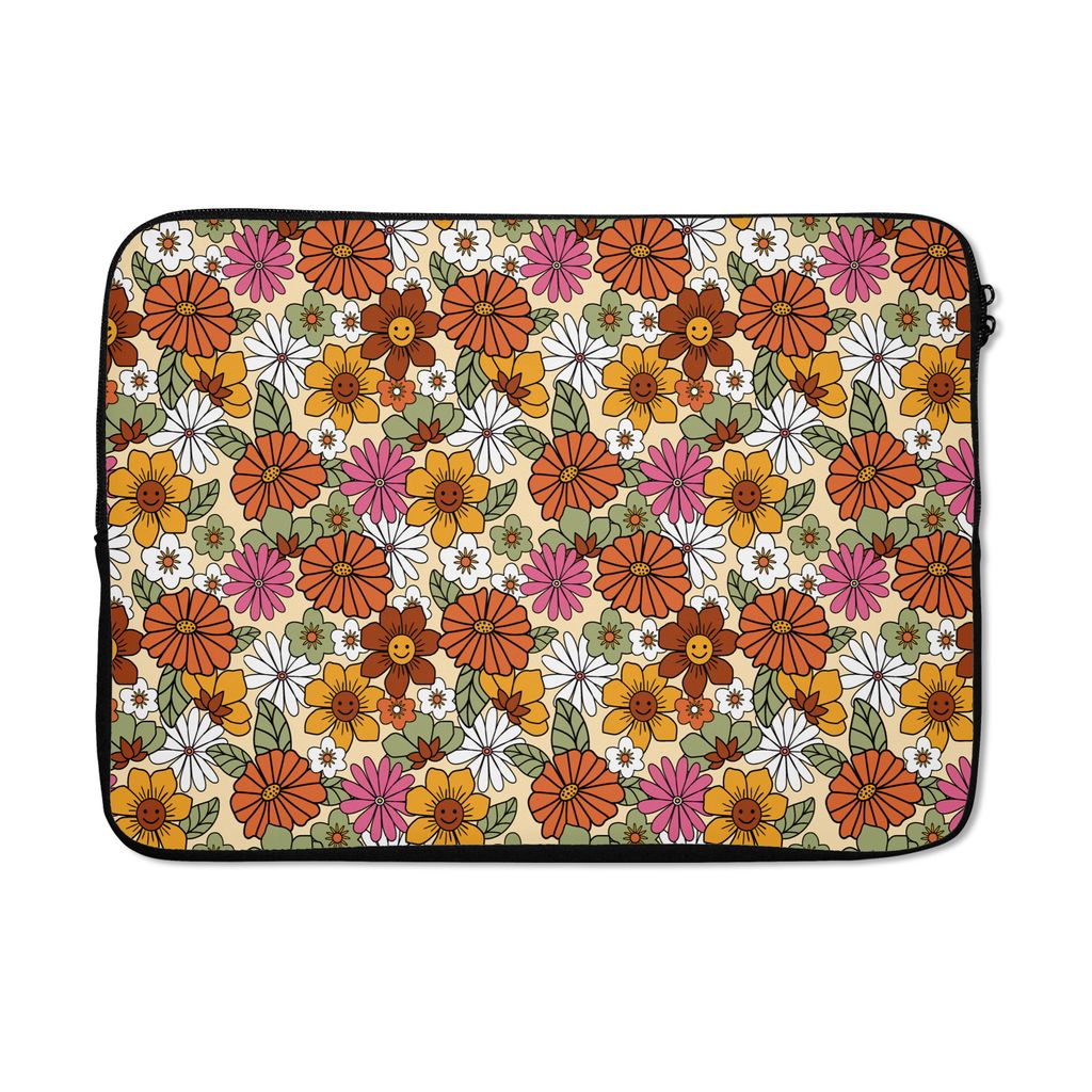 MuchoWow Laptop Hülle 13 Zoll Vintage - Blumen - Muster Laptoptasche - Laptophülle - Sleeve - Rundumschutz