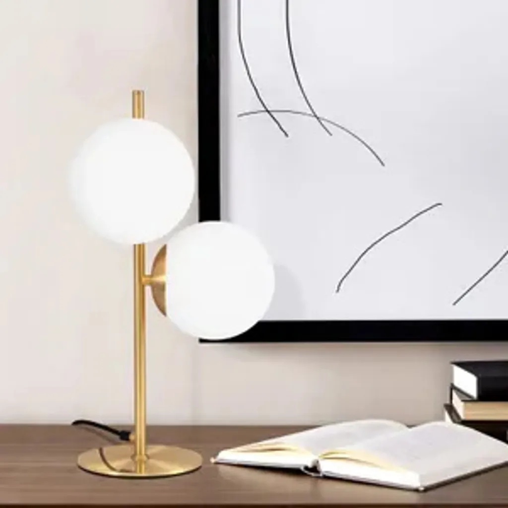 Lampe de Chevet Dorée Anti-Éblouissement à 2 Globes pour Lecture Douce