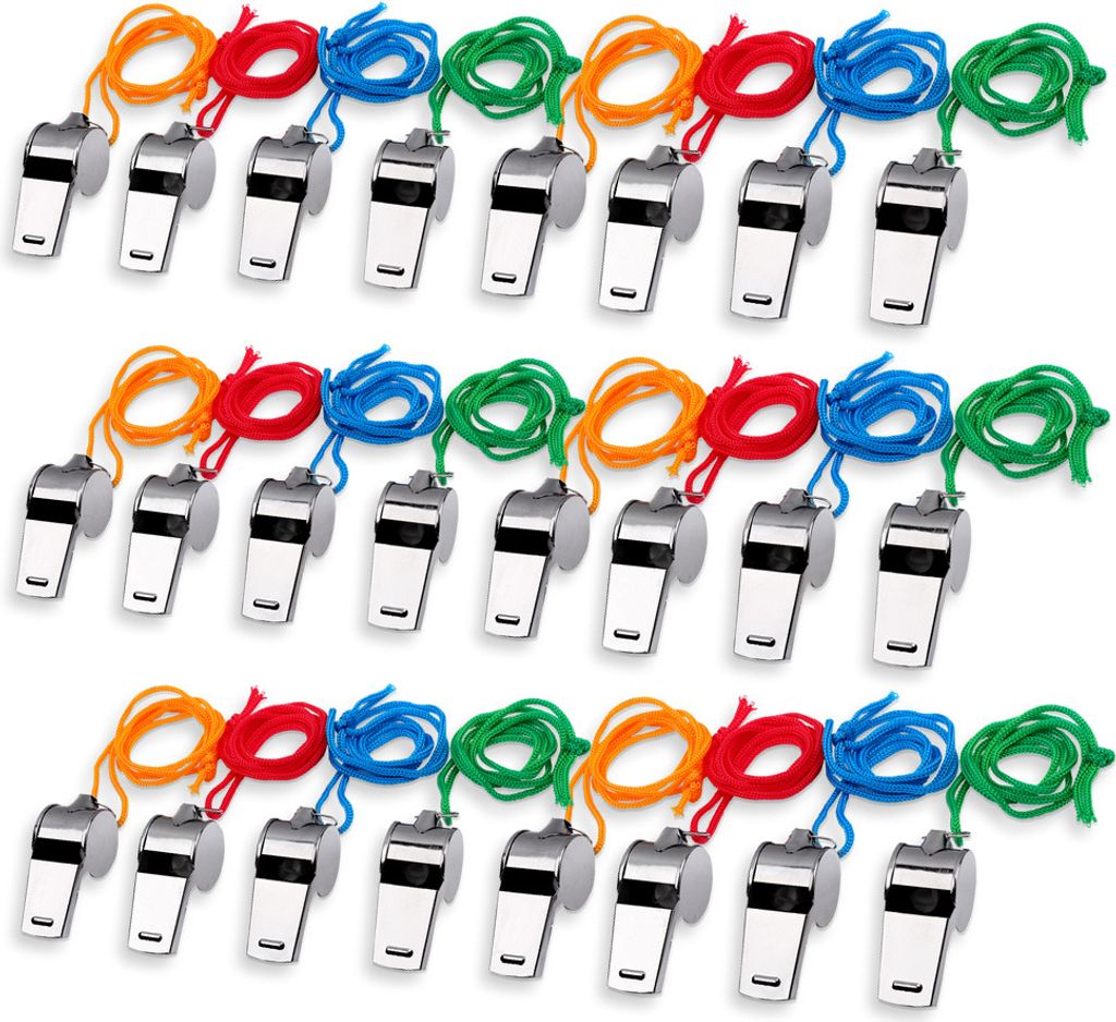 Schramm® 24er Pack Trillerpfeife Metall Triller Pfeife Produktbild 1