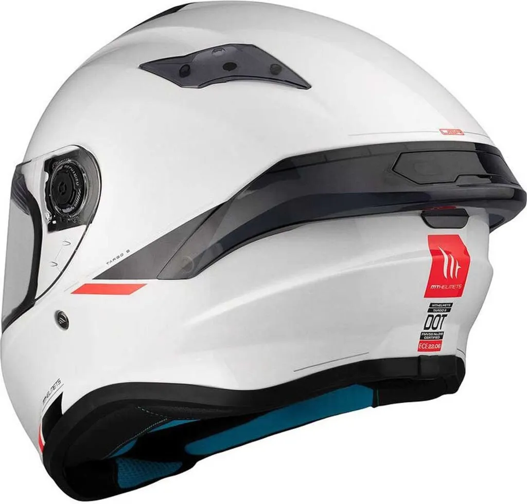 Casque intégral MT Helmets Targo S Solid A0 Blanc Brillant - Taille M - 9