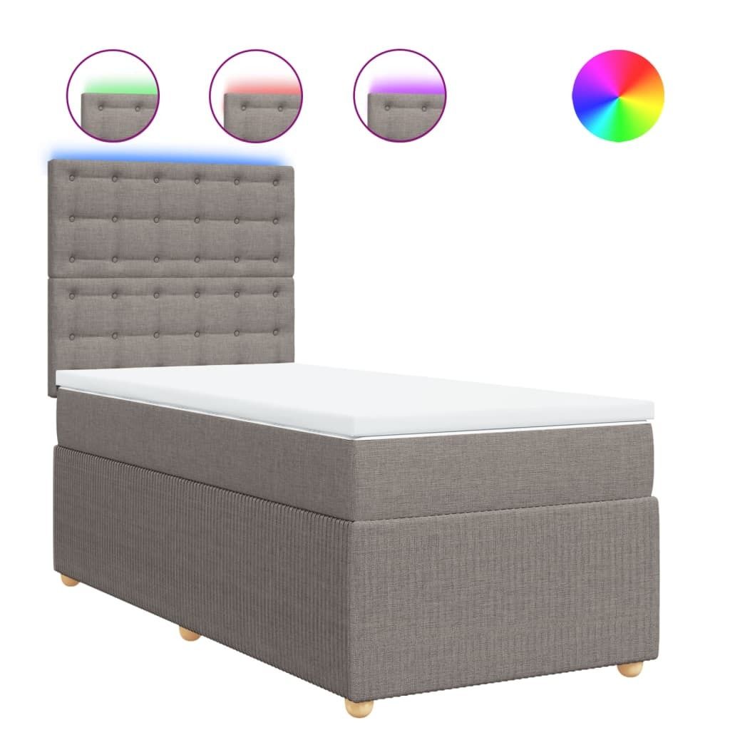 vidaXL Boxspringbett mit Matratze Taupe 90x190 cm Stoff