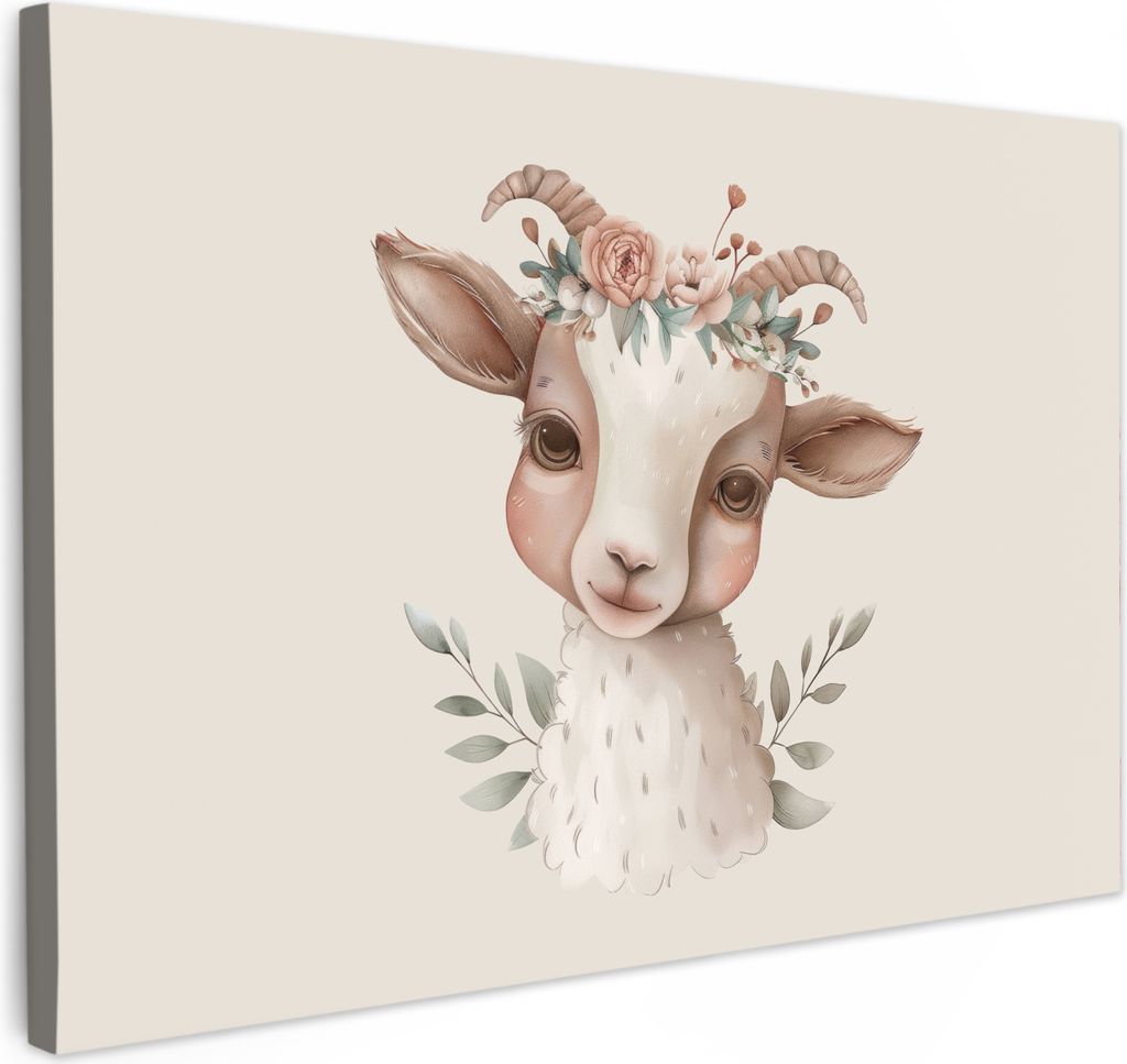 Wanddeko 120x80 cm - Kinder Bohemian - Ziege - Boho, Wandbilder, Wanddeko Wohnzimmer, Bild