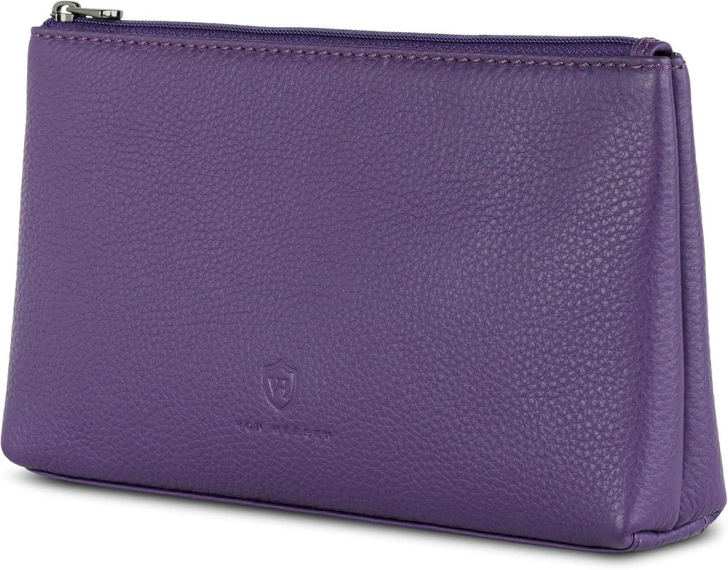 Echtleder Kosmetiktasche für Damen und Herren Kulturbeutel Waschtasche aus Nappaleder Reise Kosmetik Organizer mit Reißverschluss