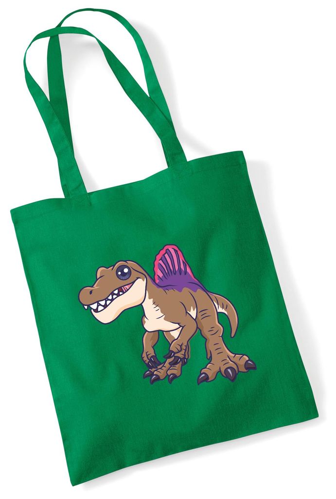 Huuraa Jutebeutel Spinosaurus Dinosaurier 10 Liter Kelly Green Baumwolle Tasche Geschenkidee