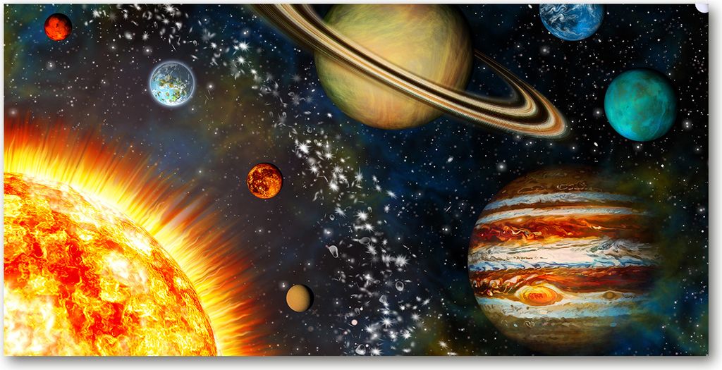 Tulup Glas-Bild - 100x50 -Wandkunst - Wandbild hinter gehärtetem Sicherheitsglas - Weltall & Science-Fiction - Sonnensystem - Mehrfarbig