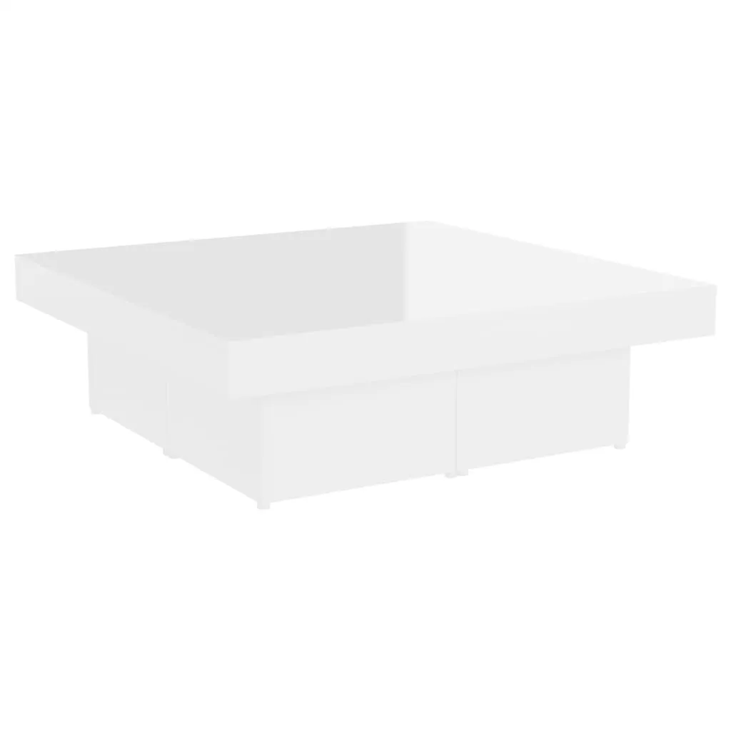 Tavolino bianco lucido 90x90x28 cm Materiale a base di legno