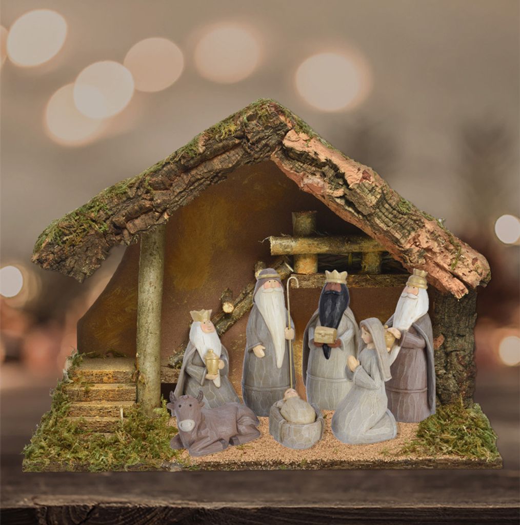 Krippenspiel mit Leiter für Weihnachtsfiguren - 28x19x39 cm Produktbild 5