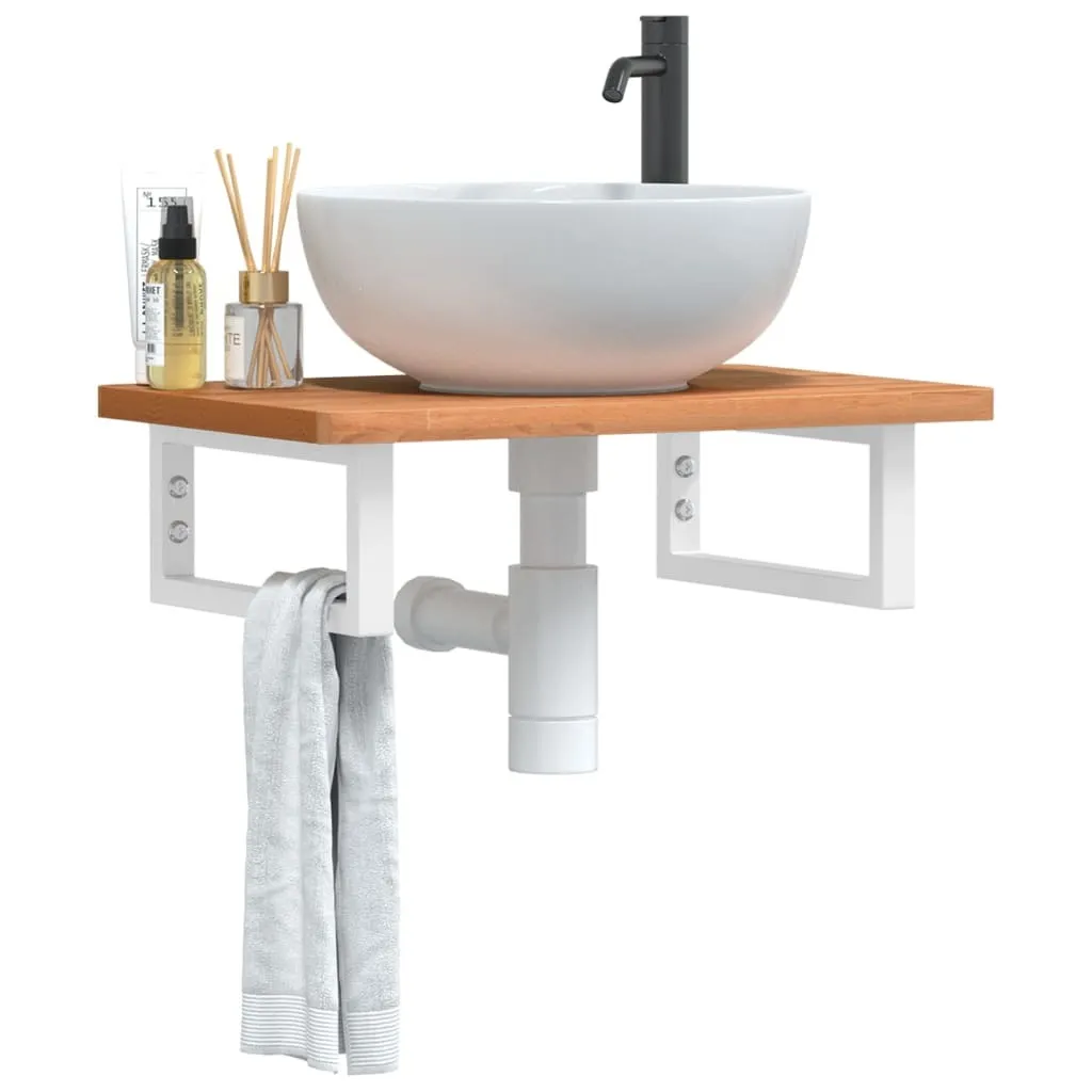 Top Lavabo Sospeso Maison Exclusive Faggio Massello e Supporti Acciaio