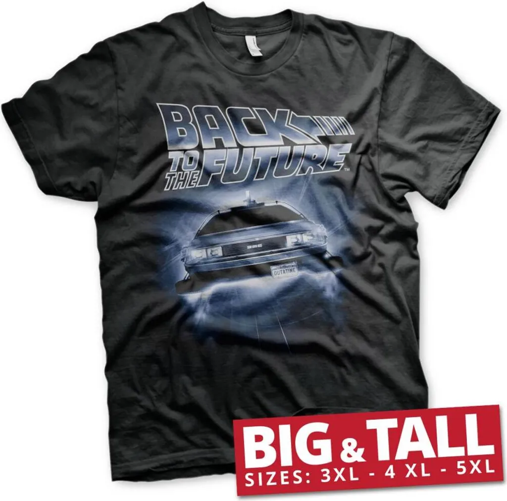 T-shirt 5XL Back to the Future en coton premium DeLorean volante noire