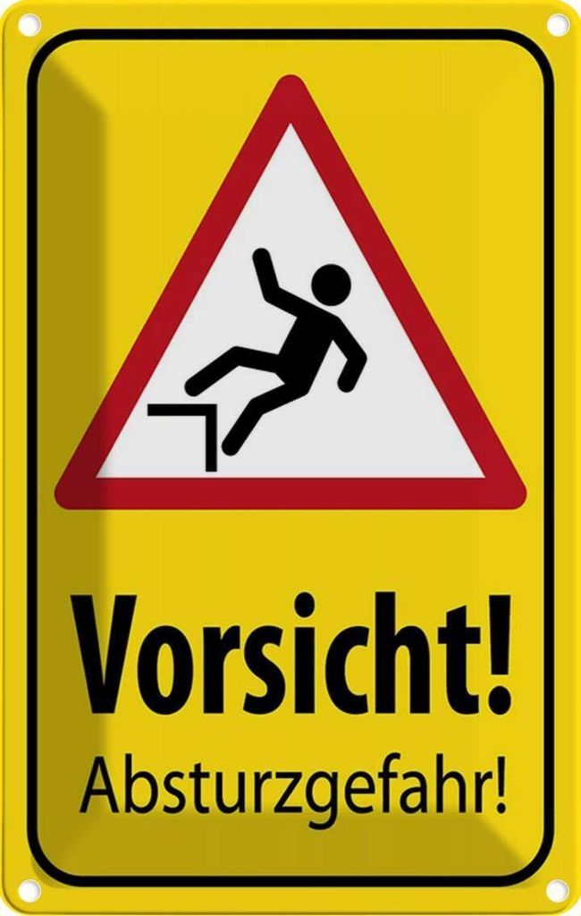vianmo Blechschild 18x12 cm Vorsicht Abstürzgefahr Warnschild Hinweisschild Sicherheit