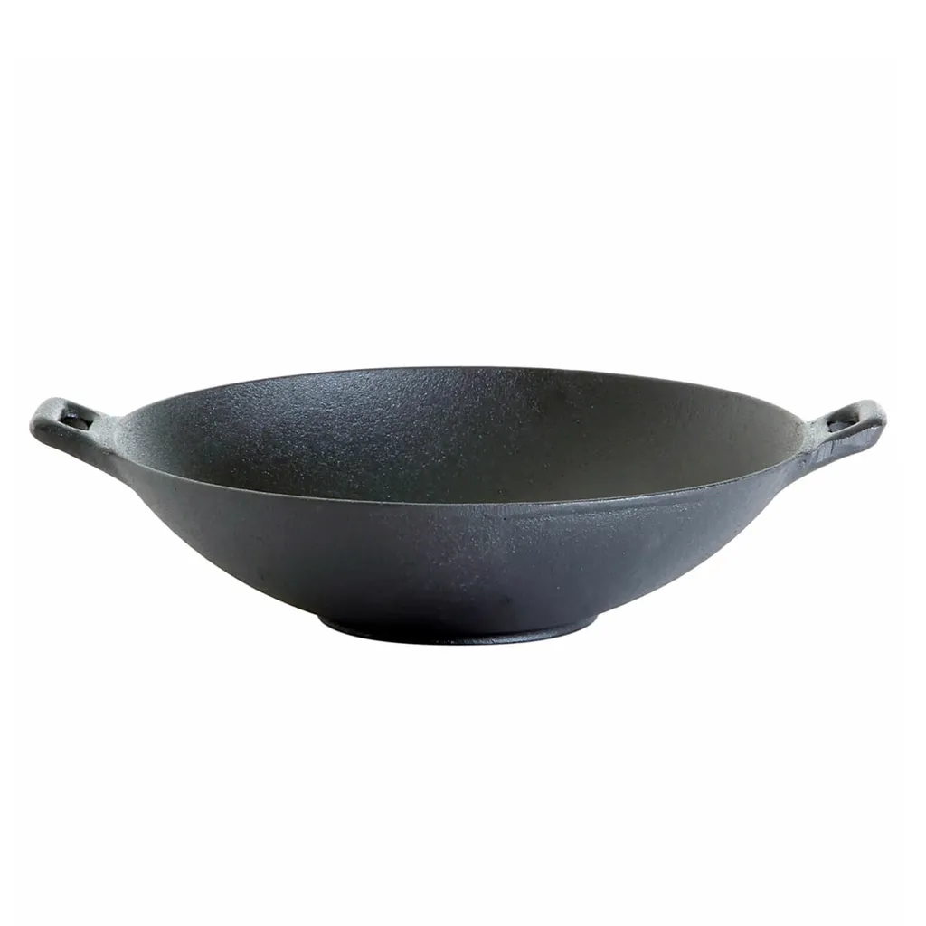 Wok in Ghisa All'Grill 25cm Nero con Manici | Pentola Professionale