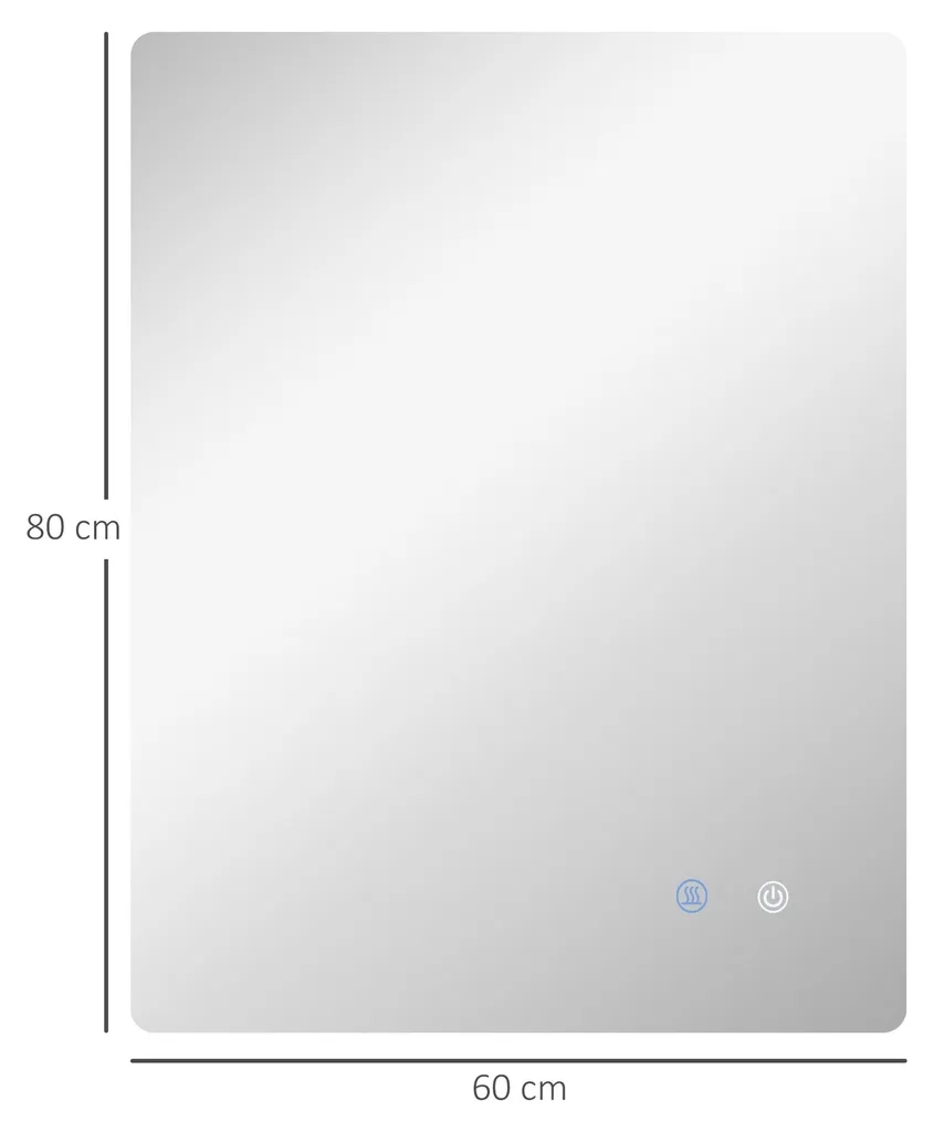 Miroir LED mural 80x60 cm à intensité variable blanc transparent - 5