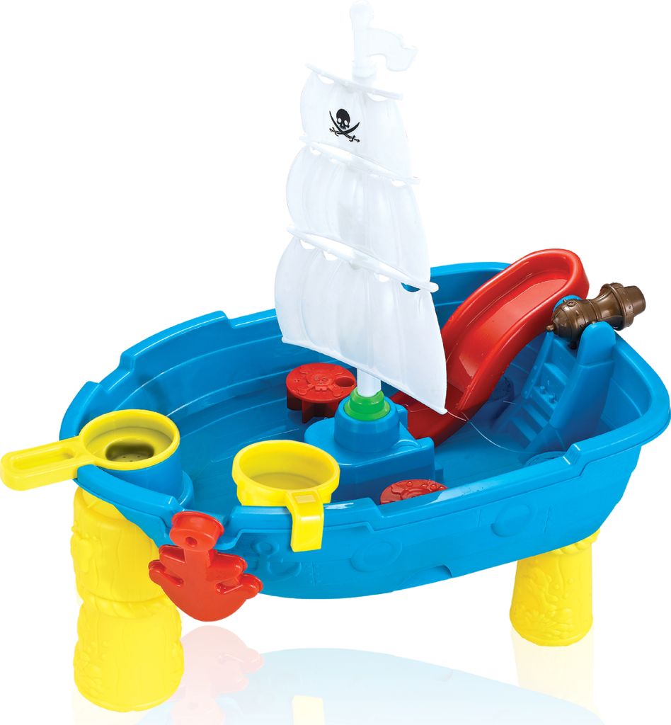 Eddy Toys Sand- und Wassertisch Piraten - mit 12 Zubehörteilen - Outdoor-Spielzeug - 54 X 45 X 31 cm