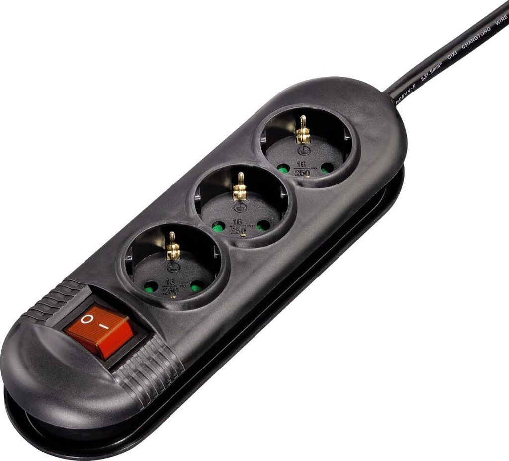Hama Vis-à-vis, 3 AC-Ausgänge, 230 V, 3500 W, Schwarz, Produktbild 